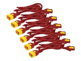 APC - Kabel zasilający - power IEC 60320 C13 blokowanie do IEC 60320 C14 blokowanie - 60 cm - czerwony (pakiet 6) - dla P/N: SCL
