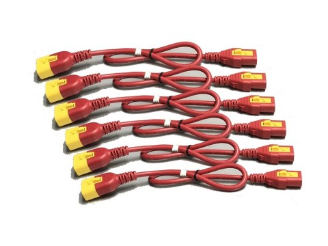 APC - Kabel zasilający - power IEC 60320 C13 blokowanie do IEC 60320 C14 blokowanie - 60 cm - czerwony (pakiet 6) - dla P/N: SCL