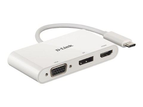 D-Link DUB-V310 - Adapter wideo - USB-C męski do HD-15 (VGA), HDMI, DisplayPort 20-pin żeński - 11 cm - obsługa 4K