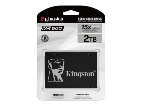 Kingston KC600 - SSD - zaszyfrowany - 2 TB - wewnętrzny - 2,5" - SATA 6Gb/s - 256-bit AES-XTS - TCG Opal Encryption, Self-Encryp