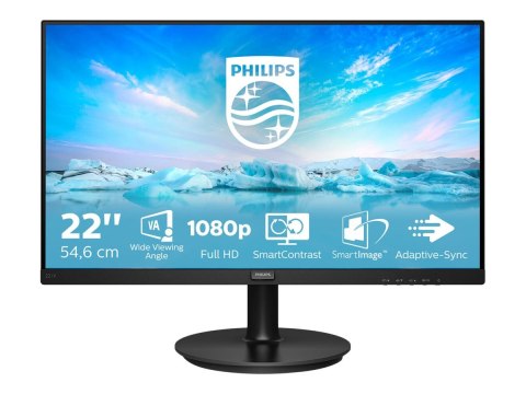 Philips V-line 221V8A - Monitor LED - 22" (21.5" widoczny) - 1920 x 1080 Full HD (1080p) @ 75 Hz - VA - 200 cd/m² - 4000:1 - 4 m