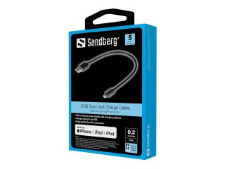 Sandberg - Adapter złącza lightning - USB męski do Lightning męski - 20 cm - czarny