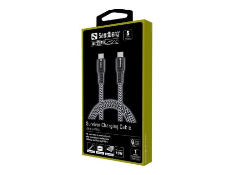 Sandberg Survivor - Kabel USB - USB-C (M) do USB-C (M) - 1 m