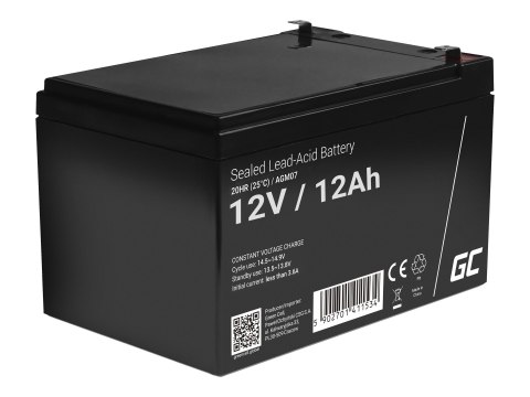 Green Cell - Bateria do UPSa - 1 x bateria - kwasowo-ołowiowy - 12 Ah - czarny