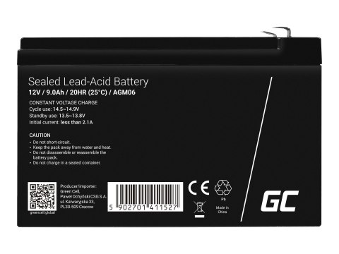 Green Cell - Bateria do UPSa - 1 x bateria - kwasowo-ołowiowy - 9 Ah - czarny
