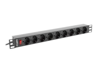 Lanberg PDU-09F-0300-BK - Zabezpieczenie przed przepięciem (montowany w stojaku) - AC 220-250 V - 4000 wat - 1 faza - złącza wyj