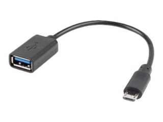Lanberg - Przejściówka USB - Micro-USB Typ B (M) do USB (F) - USB 2.0 OTG - 15 cm - czarny