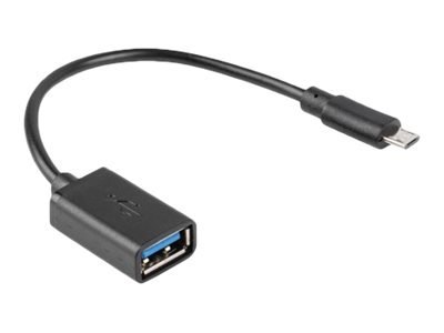 Lanberg - Przejściówka USB - Micro-USB Typ B (M) do USB (F) - USB 2.0 OTG - 15 cm - czarny