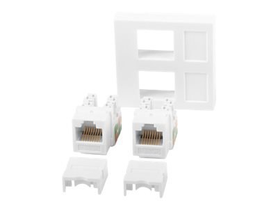Lanberg - Przejściówka gniazdo-wyjście - RJ 45 - 2 gniazda sieciowe - 2 moduły - biały