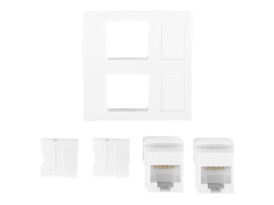 Lanberg - Przejściówka gniazdo-wyjście - RJ 45 - 2 gniazda sieciowe - 2 moduły - biały