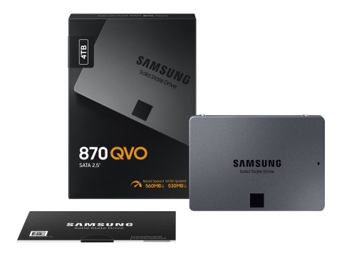 Samsung 870 QVO MZ-77Q4T0BW - SSD - zaszyfrowany - 4 TB - wewnętrzny - 2,5" - SATA 6Gb/s - bufor: 4 GB - 256 bitów AES - TCG Opa