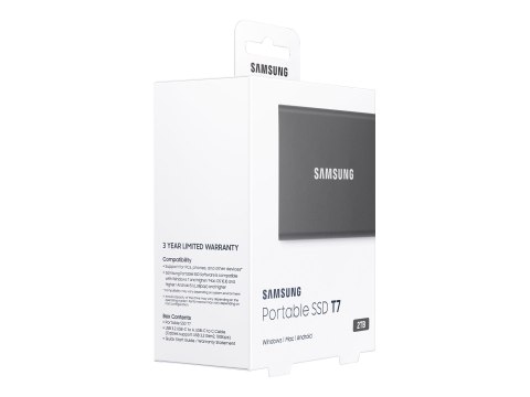 Samsung T7 MU-PC2T0T - SSD - zaszyfrowany - 2 TB - zewnętrzny (przenośne) - USB 3.2 Gen 2 (USB-C złącze) - 256 bitów AES - tytan