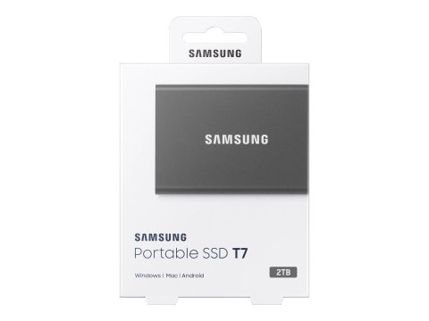 Samsung T7 MU-PC2T0T - SSD - zaszyfrowany - 2 TB - zewnętrzny (przenośne) - USB 3.2 Gen 2 (USB-C złącze) - 256 bitów AES - tytan