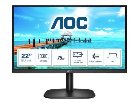 AOC 22B2H/EU - Monitor LED - 22" (21.5" widoczny) - 1920 x 1080 Full HD (1080p) @ 75 Hz - VA - 200 cd/m² - 3000:1 - 4 ms - HDMI,