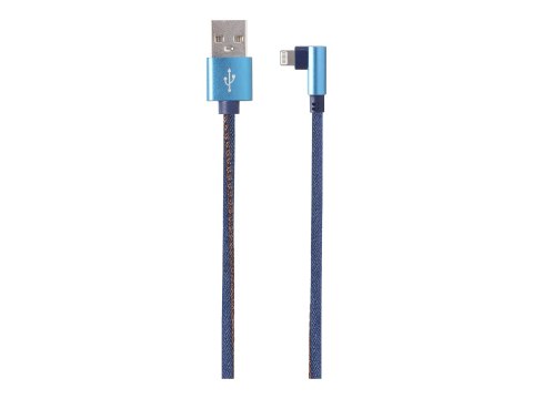 Cablexpert Premium denim - Kabel Lightning - USB męski do Lightning męski kątowe - 1 m - niebieski