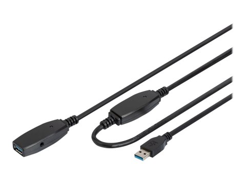 DIGITUS - Przedłużacz kabla USB - USB Typ A (M) do USB Typ A (F) - USB 3.0 - 20 m - aktywny - czarny
