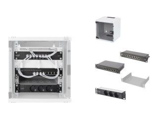 Digitus DN-10-SET-1 - Szafa - 254 mm, 312 x 100 mm (wxd) - z listwa zasilająca, przełącznik sieciowy, panel krosowniczy - do mon