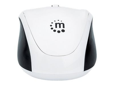 Manhattan Dual-Mode Mouse, Bluetooth 4.0 and 2.4 GHz Wireless, 800/1200/1600 dpi, Three Buttons With Scroll Wheel, Black & White
