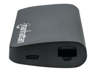 Manhattan USB-C Dock/Hub with Card Reader, Ports (x5): Ethernet, USB-A (3) and USB-C, 5 Gbps (USB 3.2 Gen1 aka USB 3.0), With Po