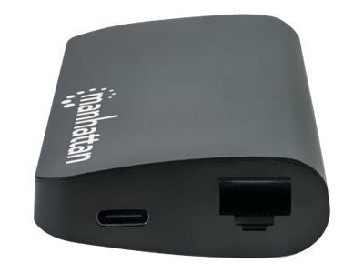 Manhattan USB-C Dock/Hub with Card Reader, Ports (x5): Ethernet, USB-A (3) and USB-C, 5 Gbps (USB 3.2 Gen1 aka USB 3.0), With Po