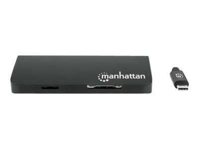 Manhattan USB-C Dock/Hub with Card Reader, Ports (x5): Ethernet, USB-A (3) and USB-C, 5 Gbps (USB 3.2 Gen1 aka USB 3.0), With Po