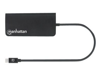 Manhattan USB-C Dock/Hub with Card Reader, Ports (x5): Ethernet, USB-A (3) and USB-C, 5 Gbps (USB 3.2 Gen1 aka USB 3.0), With Po