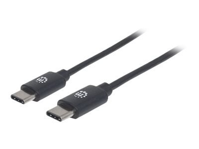 Manhattan USB-C to USB-C Cable, 1m, Male to Male, 480 Mbps (USB 2.0), 3A (fast charging), Hi-Speed USB, Black, Lifetime Warranty