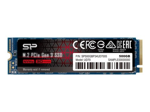 SILICON POWER UD70 - SSD - 500 GB - wewnętrzny - M.2 2280 - PCIe 3.0 x4 (NVMe) - 256 bitów AES