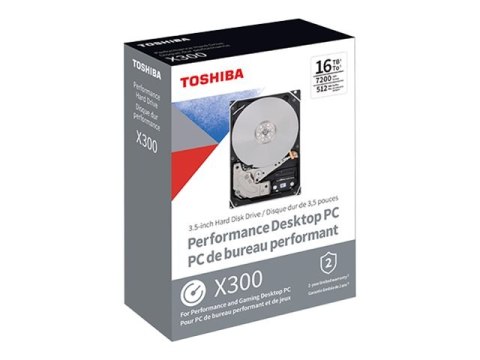Toshiba X300 Performance - Dysk twardy - 16 TB - wewnętrzny - 3,5" - SATA 6Gb/s - 7200 obr/min - bufor: 512 MB