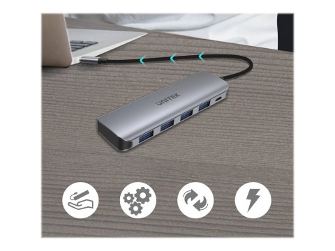 Unitek uHUB P5+ H1107A - Koncentrator - 4 x USB 3.1 Gen 1 + 1 x micro-USB - stacjonarny