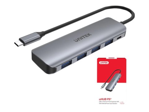Unitek uHUB P5+ H1107A - Koncentrator - 4 x USB 3.1 Gen 1 + 1 x micro-USB - stacjonarny