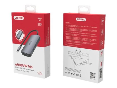 Unitek uHUB P5 Trio - Stacja dokująca - USB-C - VGA, HDMI