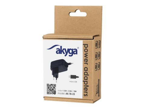 Akyga AK-TB-23 - Zasilacz - 10 wat - 2 A (Micro-USB Type B) - czarny