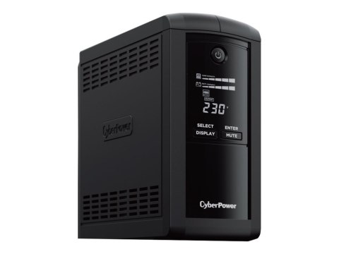 CyberPower Value Pro VP1200ELCD-FR - UPS - AC 230 V - 720 wat - 1200 VA - 1 faza - RS-232, USB - złącza wyjściowe: 4 - czarny