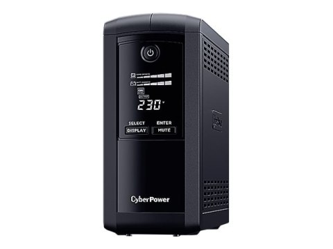 CyberPower Value Pro VP1200ELCD-FR - UPS - AC 230 V - 720 wat - 1200 VA - 1 faza - RS-232, USB - złącza wyjściowe: 4 - czarny