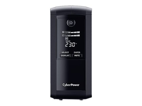CyberPower Value Pro VP1200ELCD-FR - UPS - AC 230 V - 720 wat - 1200 VA - 1 faza - RS-232, USB - złącza wyjściowe: 4 - czarny