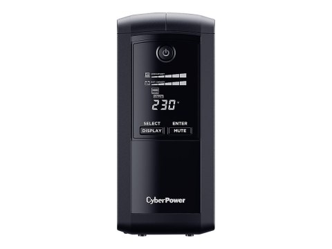 CyberPower Value Pro VP1600ELCD-FR - UPS - AC 230 V - 960 wat - 1600 VA - 1 faza - RS-232, USB - złącza wyjściowe: 4 - czarny