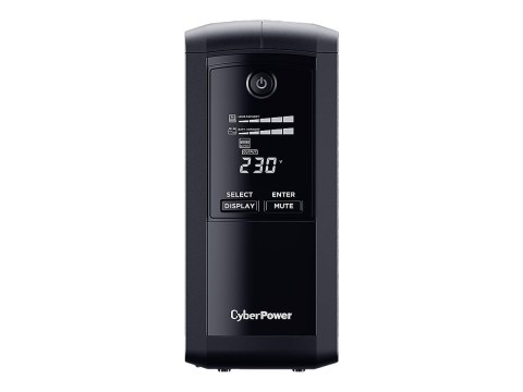 CyberPower Value Pro VP700ELCD-FR - UPS - AC 230 V - 390 wat - 700 VA - 1 faza - RS-232, USB - złącza wyjściowe: 4 - czarny