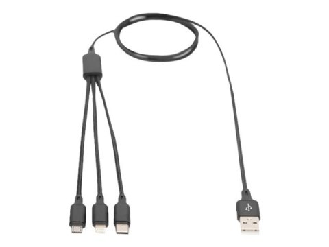 DIGITUS - Kabel Lightning - USB męski do Micro-USB Typ B, Lightning, USB-C męski - 1 m - czarny - obsługa Zasilania