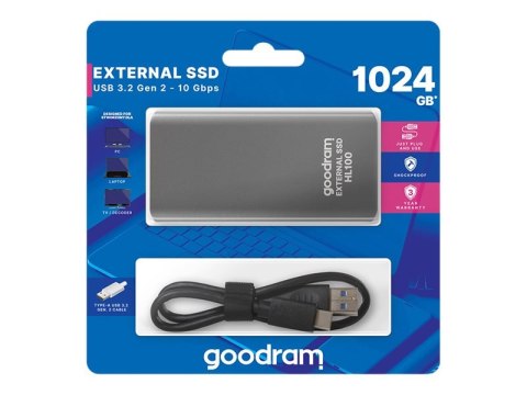 GOODRAM HL100 - SSD - 1 TB - zewnętrzny (przenośne) - USB 3.2 Gen 2 (USB-C złącze)