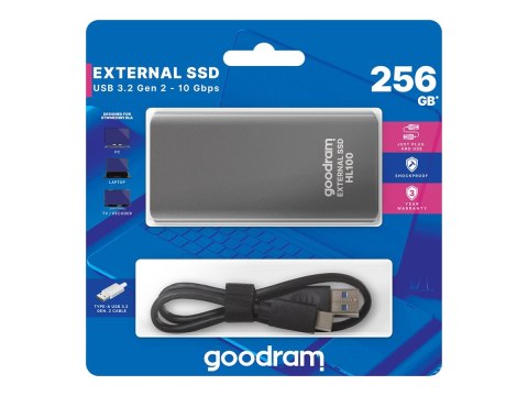 GOODRAM HL100 - SSD - 256 GB - zewnętrzny (przenośne) - USB 3.2 Gen 2 (USB-C złącze)