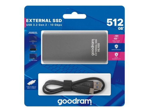 GOODRAM HL100 - SSD - 512 GB - zewnętrzny (przenośne) - USB 3.2 Gen 2 (USB-C złącze)