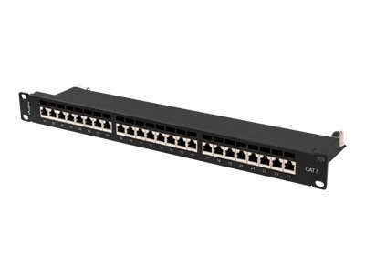 Lanberg PPS7-1024-B - Krosownica - CAT 7 - STP - RJ-45 X 24 - RAL 9004, czarny - 1U - 19"