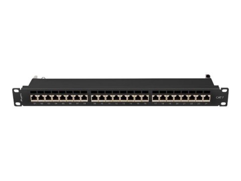 Lanberg PPS7-1024-B - Krosownica - CAT 7 - STP - RJ-45 X 24 - RAL 9004, czarny - 1U - 19"