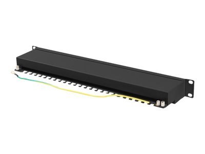 Lanberg PPSA-1024-B - Krosownica - do montażu na stelażu - CAT 6a - STP - RJ-45 X 24 - RAL 9004, czarny - 1U - 19"