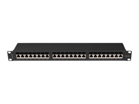 Lanberg PPSA-1024-B - Krosownica - do montażu na stelażu - CAT 6a - STP - RJ-45 X 24 - RAL 9004, czarny - 1U - 19"