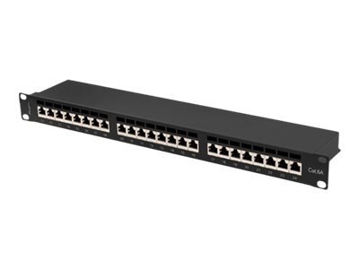 Lanberg PPSA-1024-B - Krosownica - do montażu na stelażu - CAT 6a - STP - RJ-45 X 24 - RAL 9004, czarny - 1U - 19"