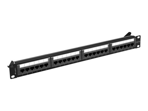 Lanberg PPUA-1024-B - Krosownica - do montażu na stelażu - CAT 6a - UTP - RJ-45 X 24 - RAL 9004, czarny - 1U - 19"