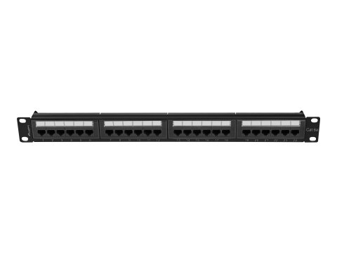 Lanberg PPUA-1024-B - Krosownica - do montażu na stelażu - CAT 6a - UTP - RJ-45 X 24 - RAL 9004, czarny - 1U - 19"