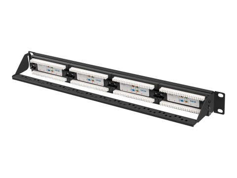 Lanberg PPUA-1024-B - Krosownica - do montażu na stelażu - CAT 6a - UTP - RJ-45 X 24 - RAL 9004, czarny - 1U - 19"